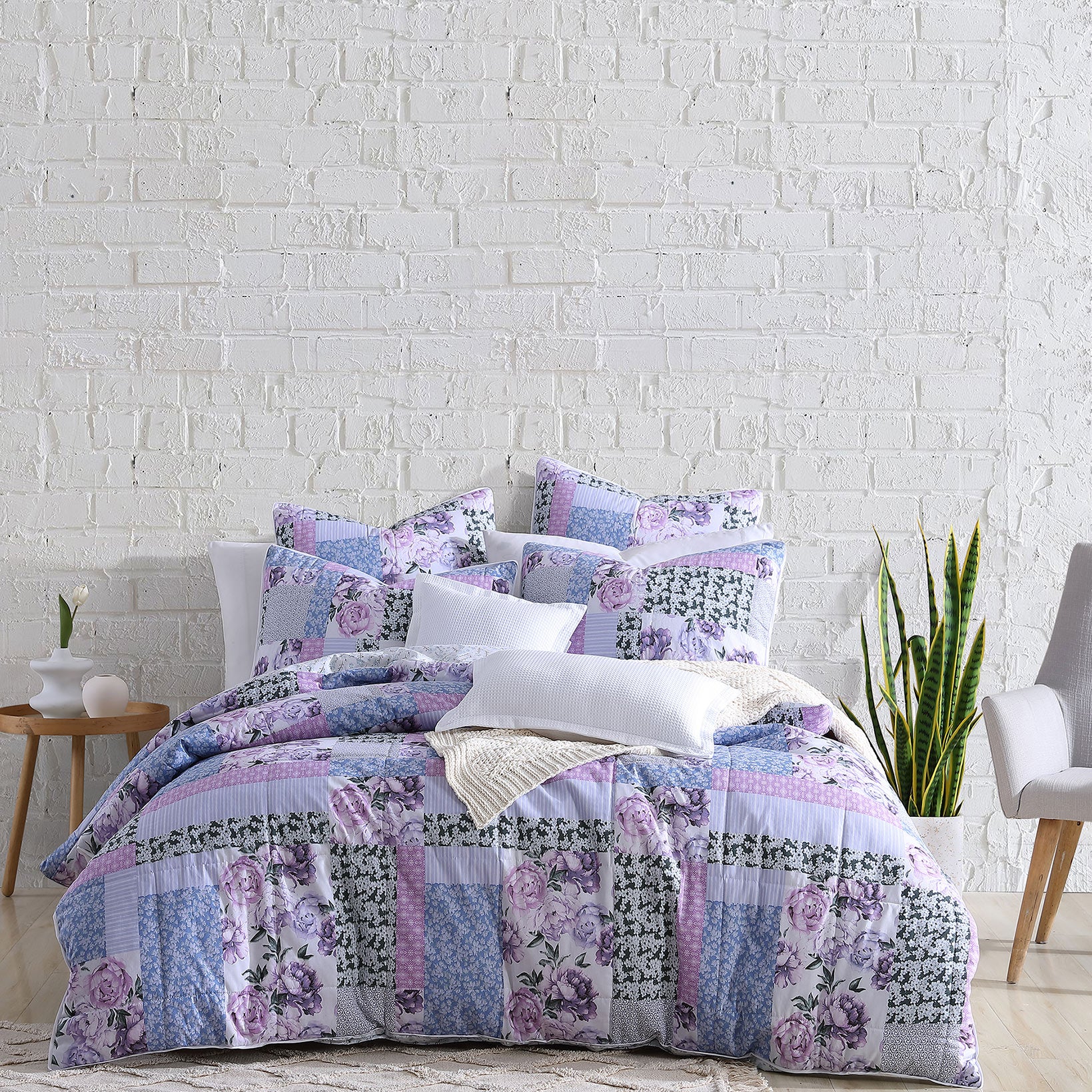 Bessie Lilac Quilt Cover Set by Logan and Mason Platinum Linen