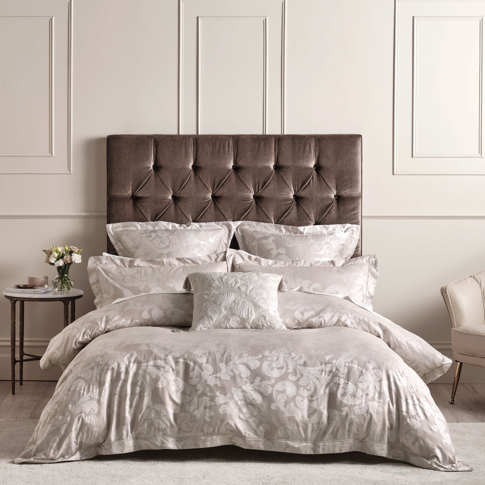 Verity Gold Quilt Cover Set by GRACE Linen House Linen