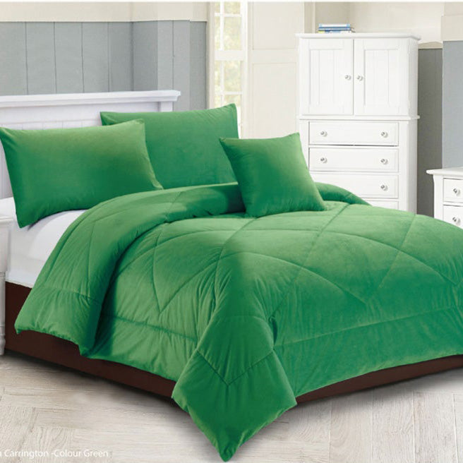 Carrington Green Quilt Set by Fine Linens Linen