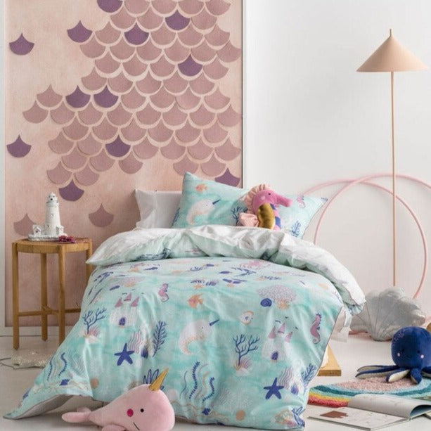 Sea Squad Aqua Quilt Cover Set by Hiccups Linen