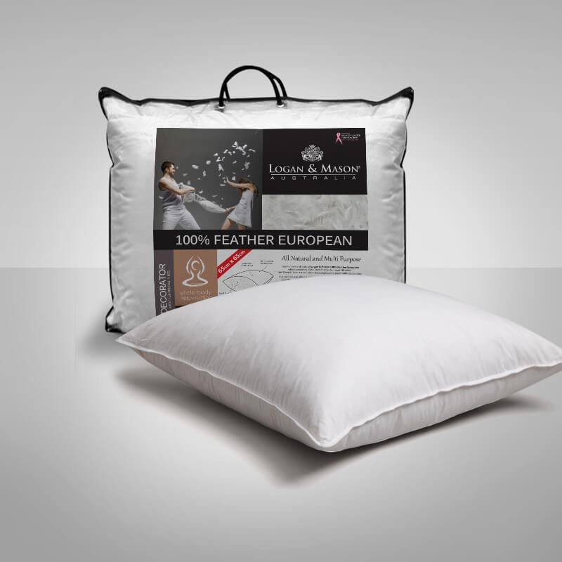 100% Feather European Pillow by Logan Mason Planet Linen