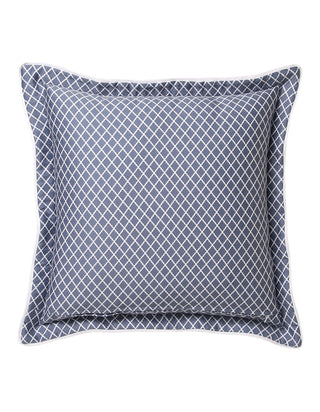 Carnation Denim Quilted Square Filled Cushion by Florence Broadhurst
