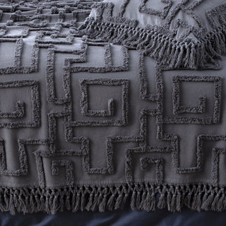 Riley Vintage Washed Cotton Chenille Tufted BED COVER SET Slate by Renee Taylor