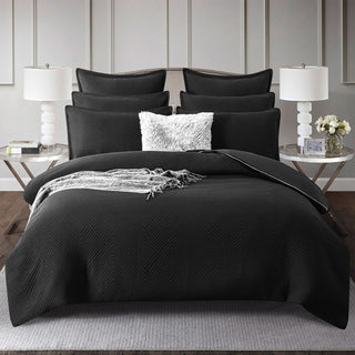 Renee Taylor Chevron Black Jacquard Quilt Cover Set