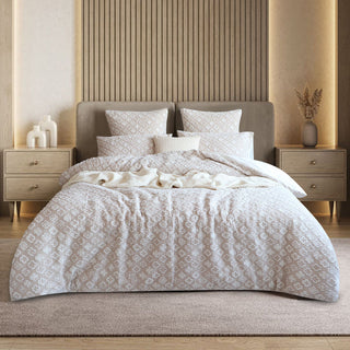 Renee Taylor Amara Nude Jacquard Yarn Dyed Quilt Cover Set