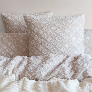 Renee Taylor Amara Nude Jacquard Yarn Dyed Quilt Cover Set