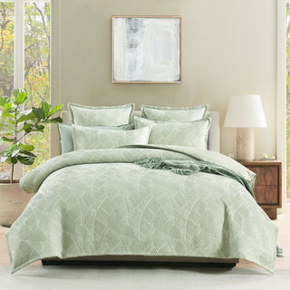 Renee Taylor Woods Sage Jacquard Quilt Cover Set