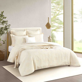 Renee Taylor Dakota Beige Jacquard Quilt Cover Set