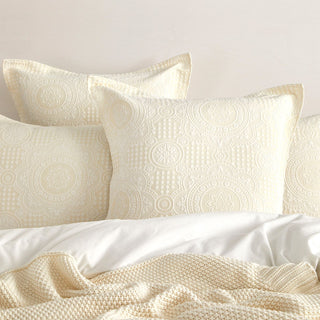 Renee Taylor Dakota Beige Jacquard Quilt Cover Set