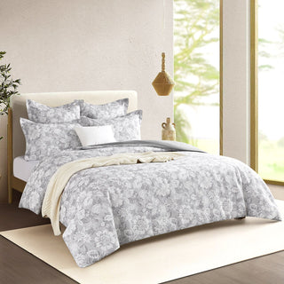 Renee Taylor Sigma Charcoal Jacquard Quilt Cover Set