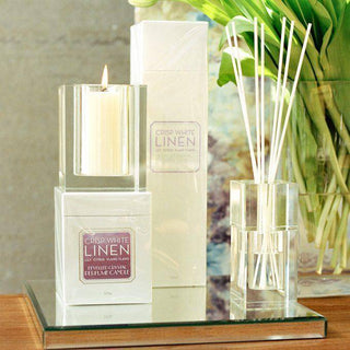 Crisp White Linen 140ml Bevelled Crystal Diffuser by Abode Aroma