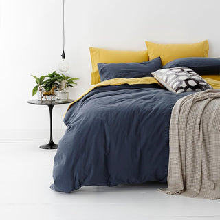 European Vintage Washed Quilt Cover Set BLUE by Park Avenue