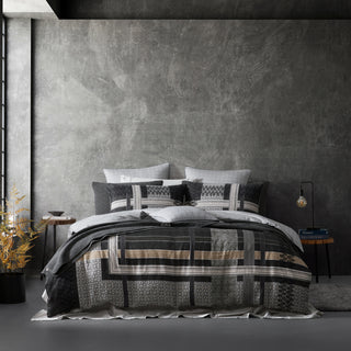 Kori Charcoal Quilt Cover Set by Logan and Mason
