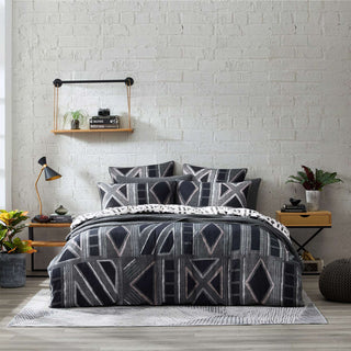 Carus Charcoal Quilt Cover Set by Logan and Mason