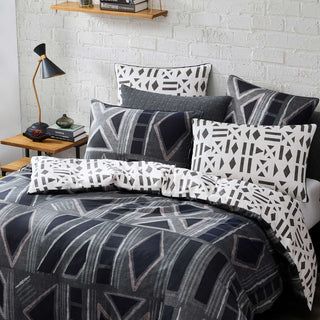 Carus Charcoal Quilt Cover Set by Logan and Mason