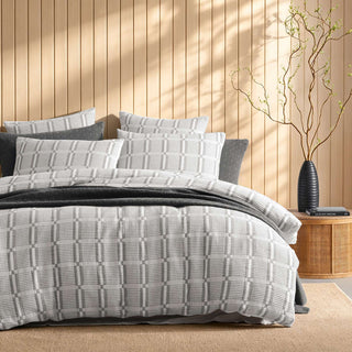 District Charcoal Quilt Cover Set by Logan and Mason Platinum