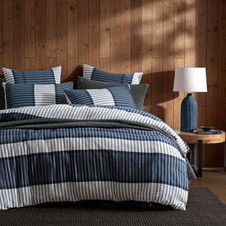 Maddox Indigo Quilt Cover Set by Logan and Mason Platinum