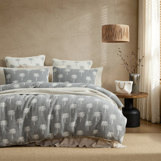 Tahiti Charcoal Quilt Cover Set by Logan and Mason Platinum