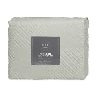Preston Pale Green Embossed Quilt Cover Set by Ardor