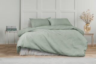 Molly Palm Green Quilted Quilt Cover Set by Ardor