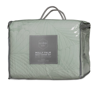 Molly Palm Green Quilted Quilt Cover Set by Ardor