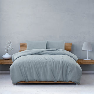 South Coast Pale Blue Embossed Quilt Cover Set by Ardor