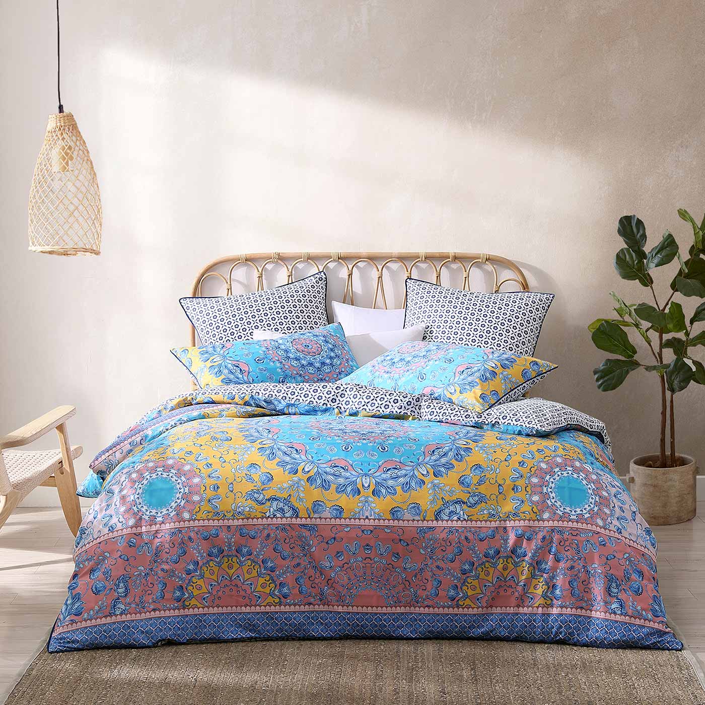 Avila Blue Quilt Cover Set by Logan & Mason | Planet Linen