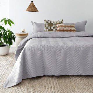 Herringbone Silver Coverlet Set By Bambury