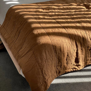 French Flax Linen HAZEL Quilted Coverlet by Bambury