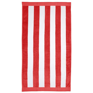 Classic Stripe Cotton Cabana Beach Pool Towel POPPY RED  by Bambury