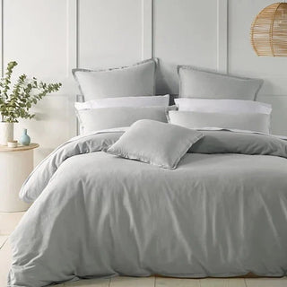 Wellington 43 x 43 cm Linen blend Square Cushion Silver by Bianca