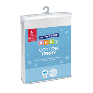 Cotton Terry Fitted Waterproof Bassinet Mattress Protector by Protect-A-Bed