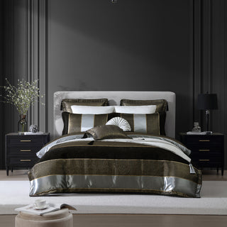 Sovereign Stripe Bronze Quilt Cover Set by Davinci