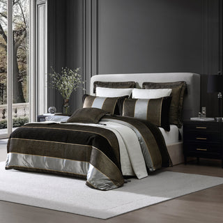 Sovereign Stripe Bronze Quilt Cover Set by Davinci