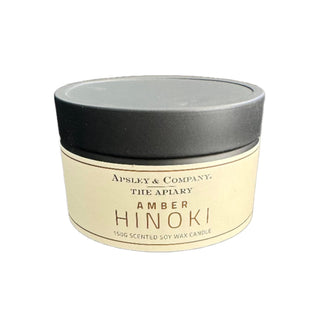 Amber Hinoki Travel Candle 150g by Apsley and Company