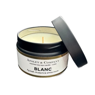 Luxury Glimpse Blanc Travel Candle 150g by Apsley and Company