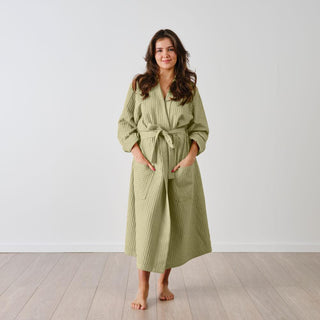 Keaton Gumtree Waffle Bathrobe by Linen House
