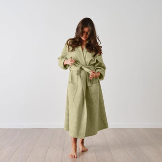 Keaton Gumtree Waffle Bathrobe by Linen House
