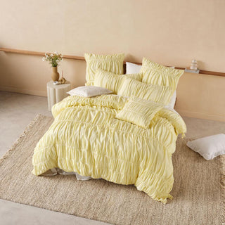 Layla Lemon Quilt Cover Set by Linen House