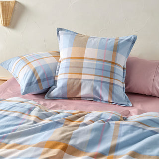 Lennon Blue European Pillowcase by Linen House