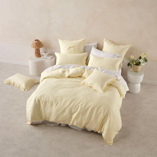 Nimes Lemon Quilt Cover Set by Linen House