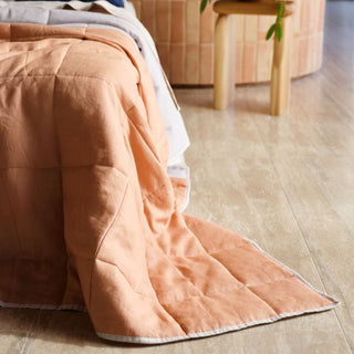 Nimes Patchwork Navy Linen Coverlet by Linen House