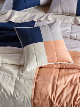 Nimes Patchwork Navy Linen Coverlet by Linen House