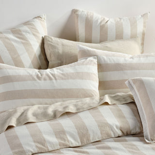 Vintage Stripe Natural Cushion 48 x 48cm by Linen house
