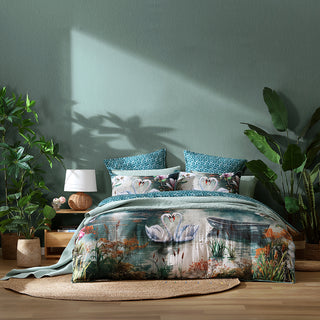 Akira Teal Quilt Cover Set by Logan and Mason