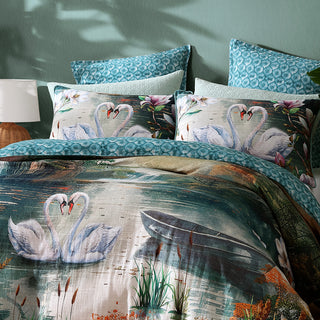 Akira Teal Quilt Cover Set by Logan and Mason