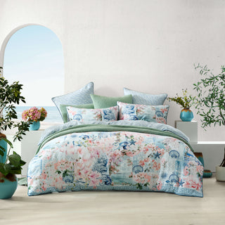 Delia Blue Multi Quilt Cover Set by Logan and Mason