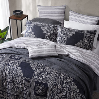 Ebony Black Quilt Cover Set by Logan and Mason