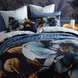 Golden Glow Navy Quilt Cover Set by Logan and Mason
