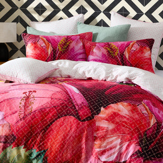 Hibiscus Hue Pink Quilt Cover Set by Logan and Mason